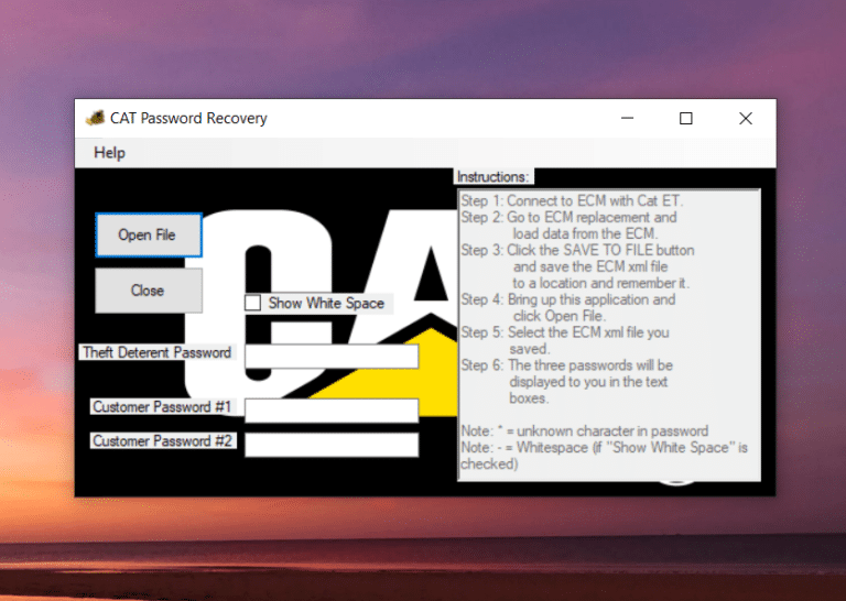 Ecm Password Recovery CAT Password Recovery Tool For CAT Ecm Configuration Files WINDOWS 10 ...