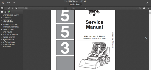 SERVICE MANUAL BOBCAT  553 sms - Image 2