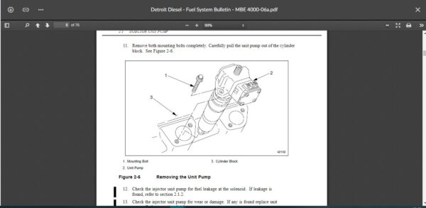 SERVICE MANUAL Detroit Diesel - Fuel System Bulletin - MBE 4000-06a - Image 2