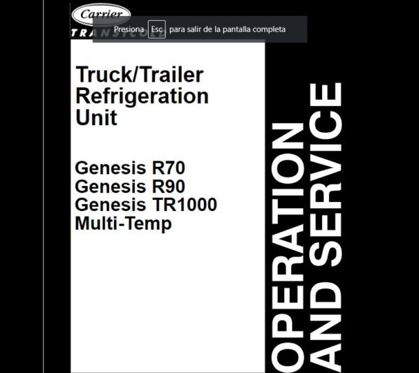 SERVICE MANUAL Carrie Genesis R70 Genesis R90 Genesis TR1000 Multi -Temp