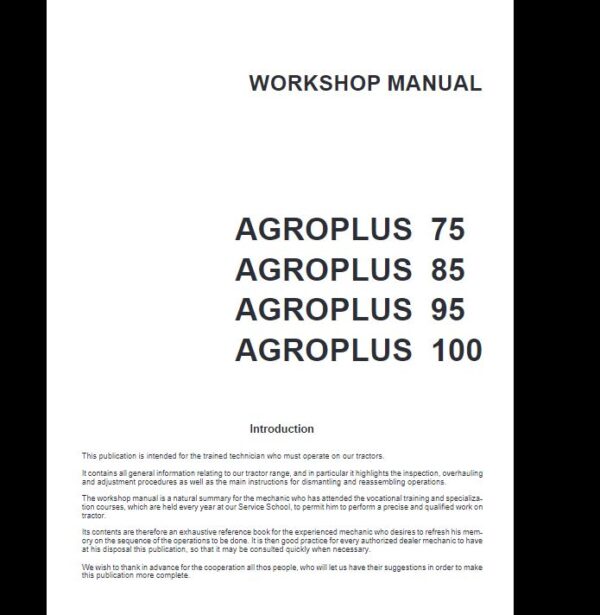 MANUAL SERVICE DEUTZ AGROPLUS 75-85-95-100