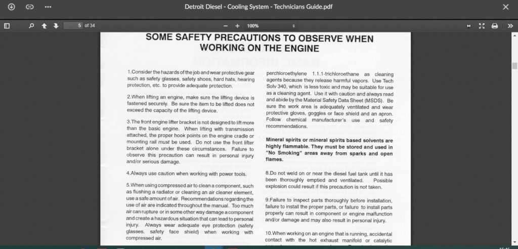 Detriot Service Routine SERVICE MANUAL DETROIT Cooling System - Technicians Guide - EcuForce Truck