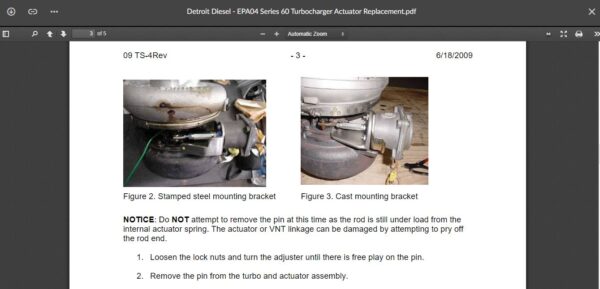 SERVICE MANUAL EPA04 Series 60 Turbocharger Actuator Replacement - Image 2