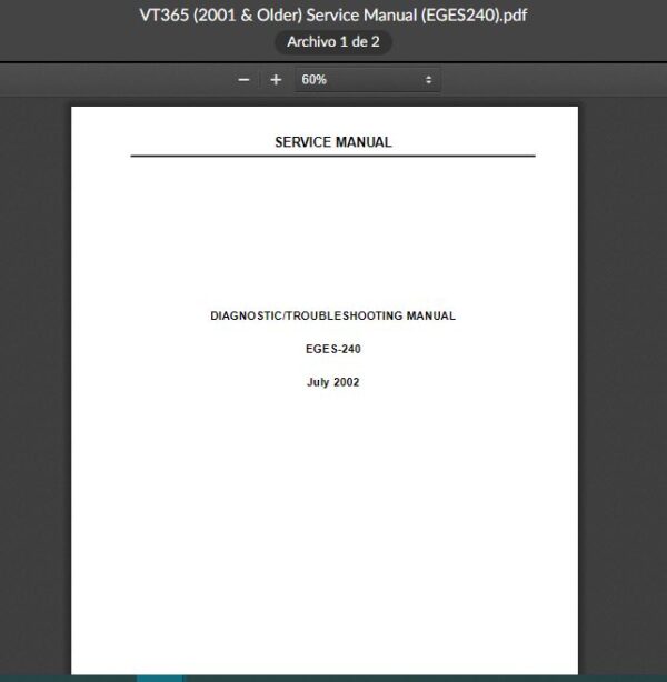 SERVICE MANUAL INTERNATIONAL ENGINE  VT365 (2003 & Older)