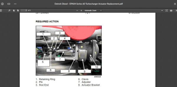 SERVICE MANUAL EPA04 Series 60 Turbocharger Actuator Replacement - Image 4